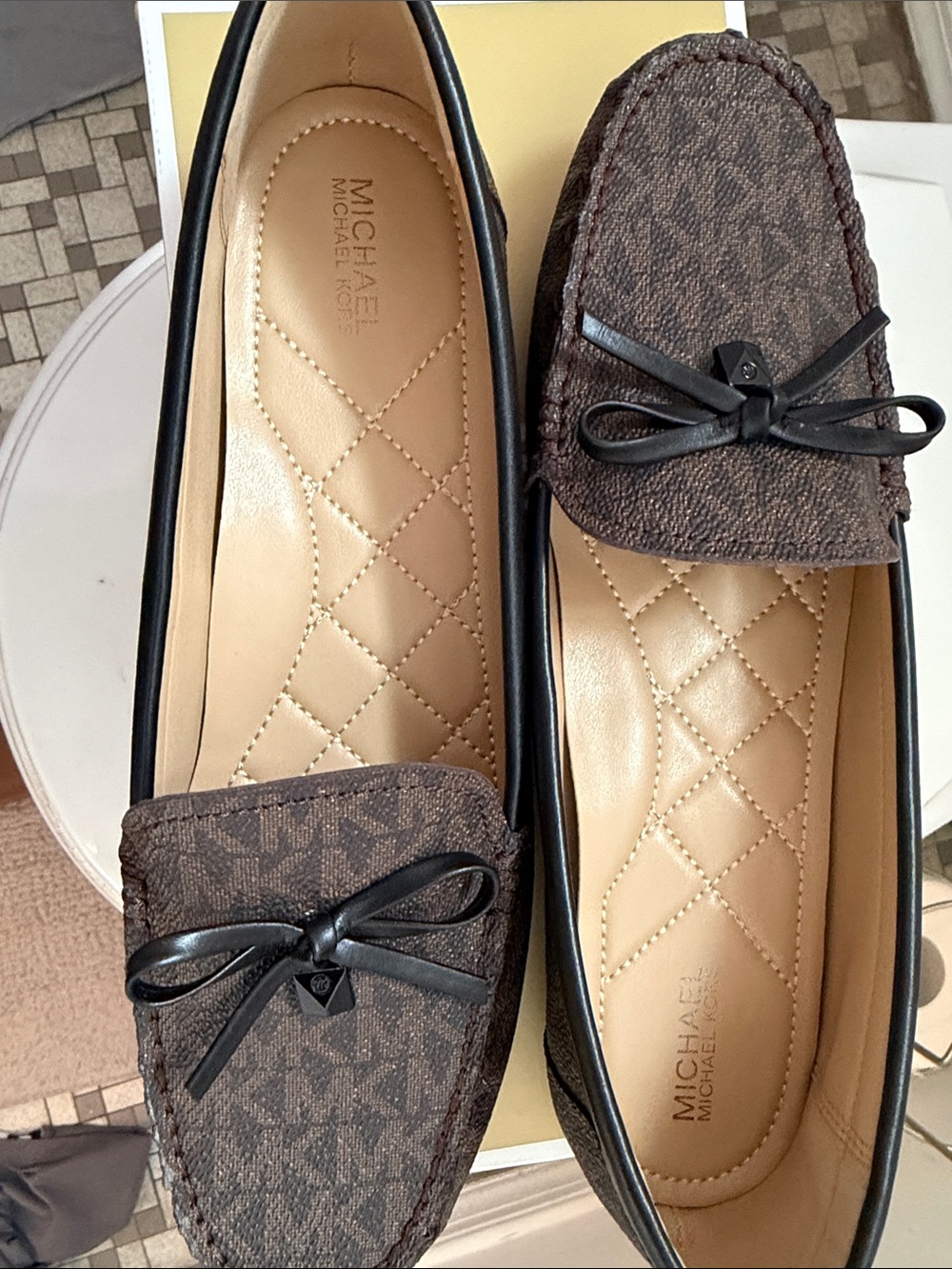 Michael Kors Juliette  Brown & Black Logo Moccasin Loafers